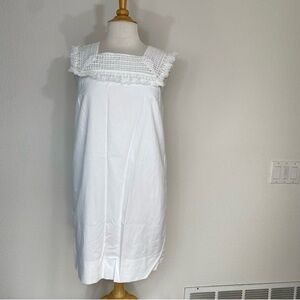 Madewell White Crochet Fringe Sleeveless Cotton Shift Mini Dress Size 4 Coastal